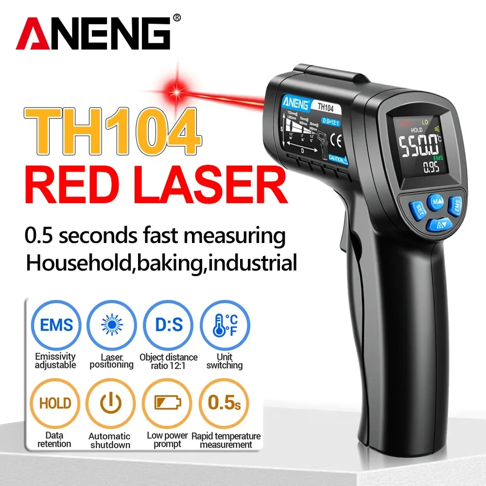 Industrial Laser Thermometer Gun - Pistolet thermique infrarouge portable ANENG TH104