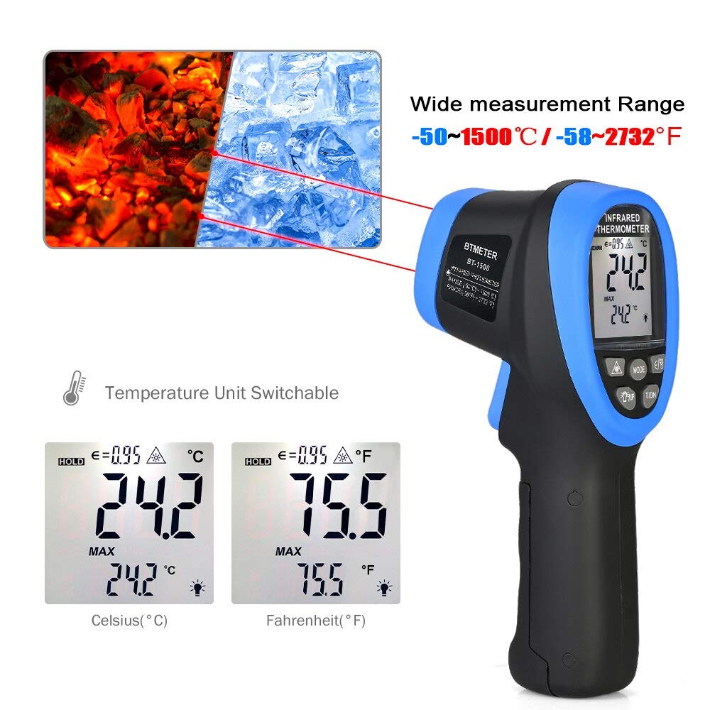 -50 ℃ à 1500 ℃ Laser Therye.co - Industrial Laser Thermometer Gun avis et prix