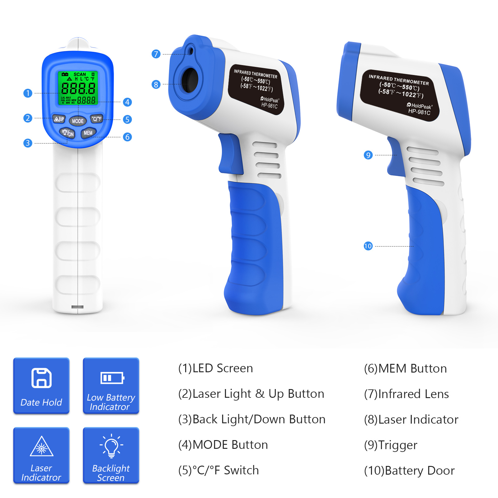 Thermomètre infrarouge -50 ℃ ~ - Industrial Laser Thermometer Gun avis et prix