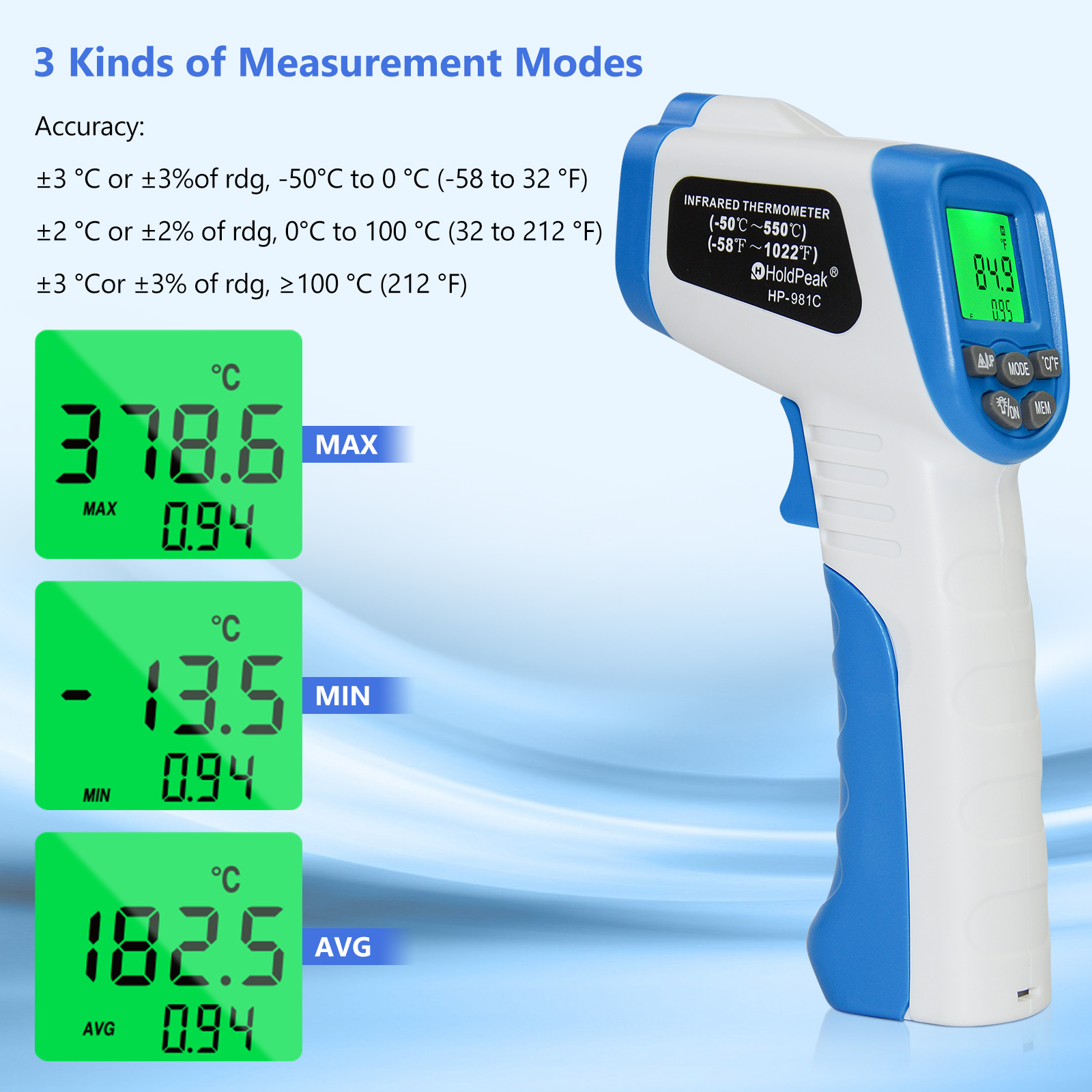 Thermomètre infrarouge -50 ℃ ~ - Industrial Laser Thermometer Gun avis et prix