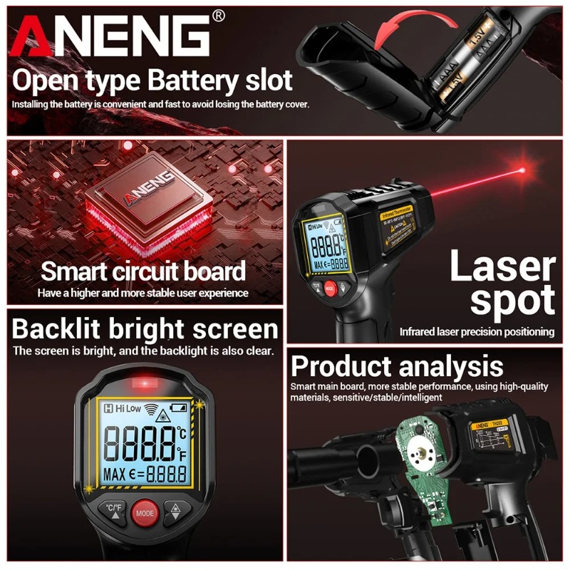 Thermomètre infrarouge sans co - Industrial Laser Thermometer Gun avis et prix